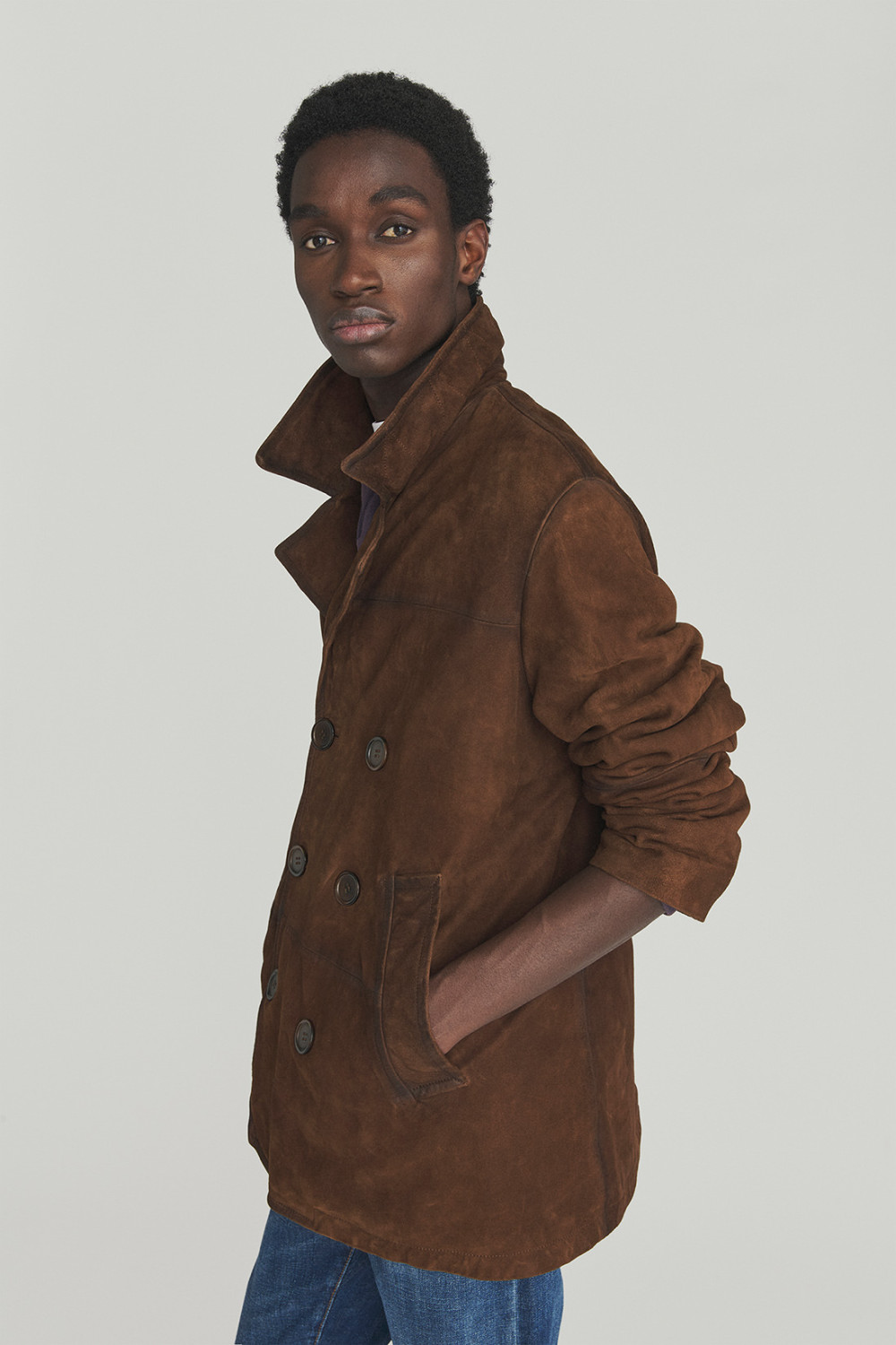 ROY ROGERS: VINTAGE-EFFECT SUEDE PEACOAT