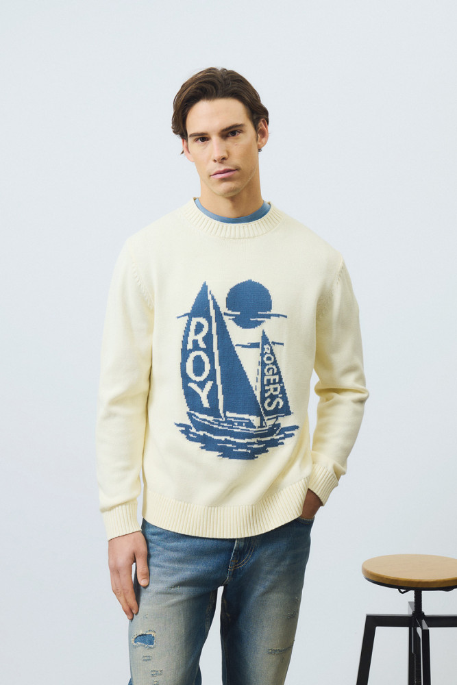 PULLOVER IN COTONE CON RICAMO SAIL