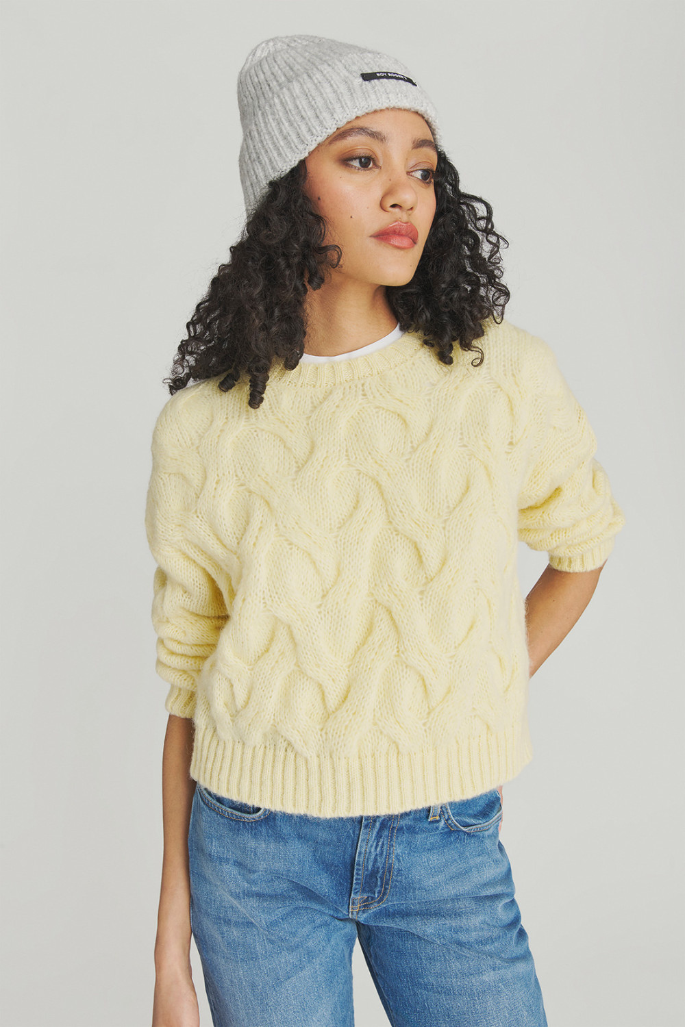 ROY ROGERS: MULTI-CABLE PULLOVER IN ALPACA BLEND