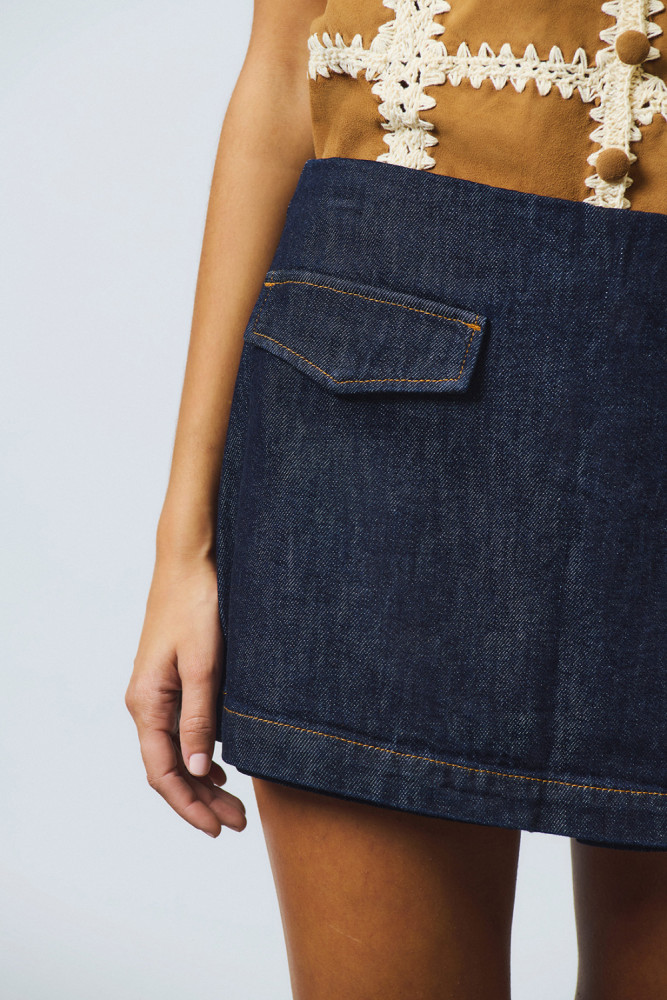 SKORT WRAP IN DENIM LIGHT RINSE