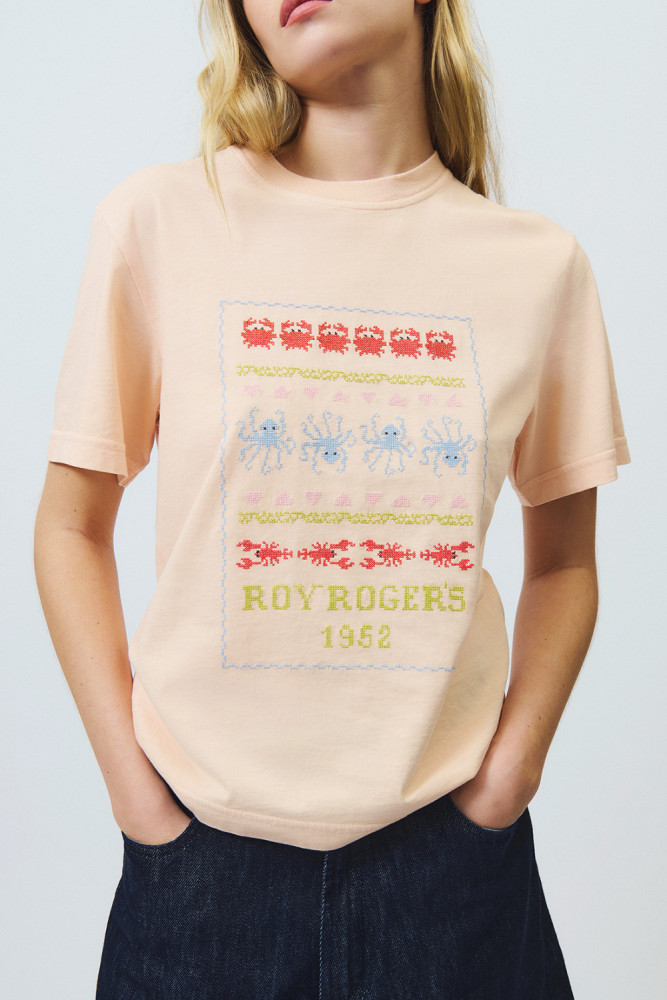 T-SHIRT WITH SEA CROCHET PRINT