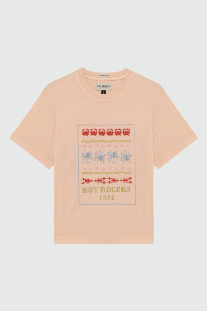 T-SHIRT WITH SEA CROCHET PRINT