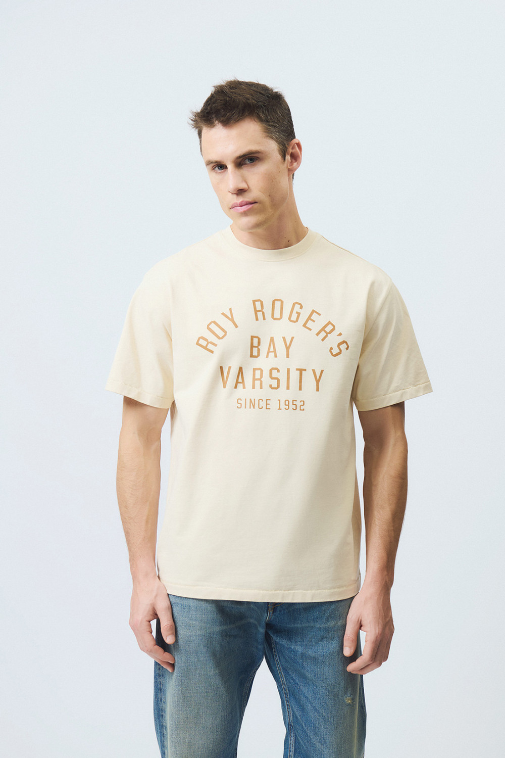 ROY ROGERS: T-SHIRT IN JERSEY CON STAMPA BAY VARSITY