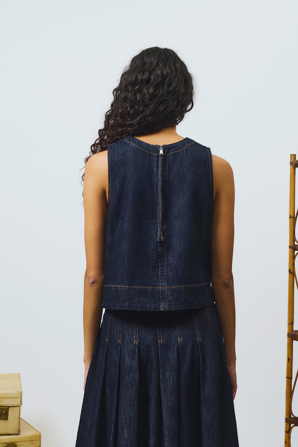 ROY ROGERS: LILI TOP IN LIGHT RINSE DENIM