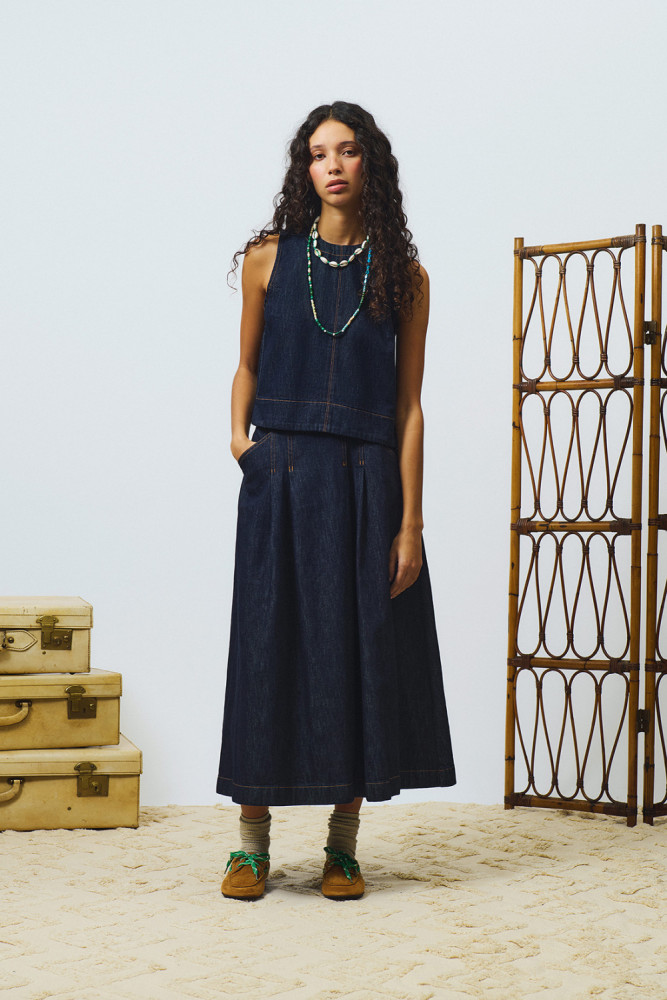 LILI TOP IN LIGHT RINSE DENIM