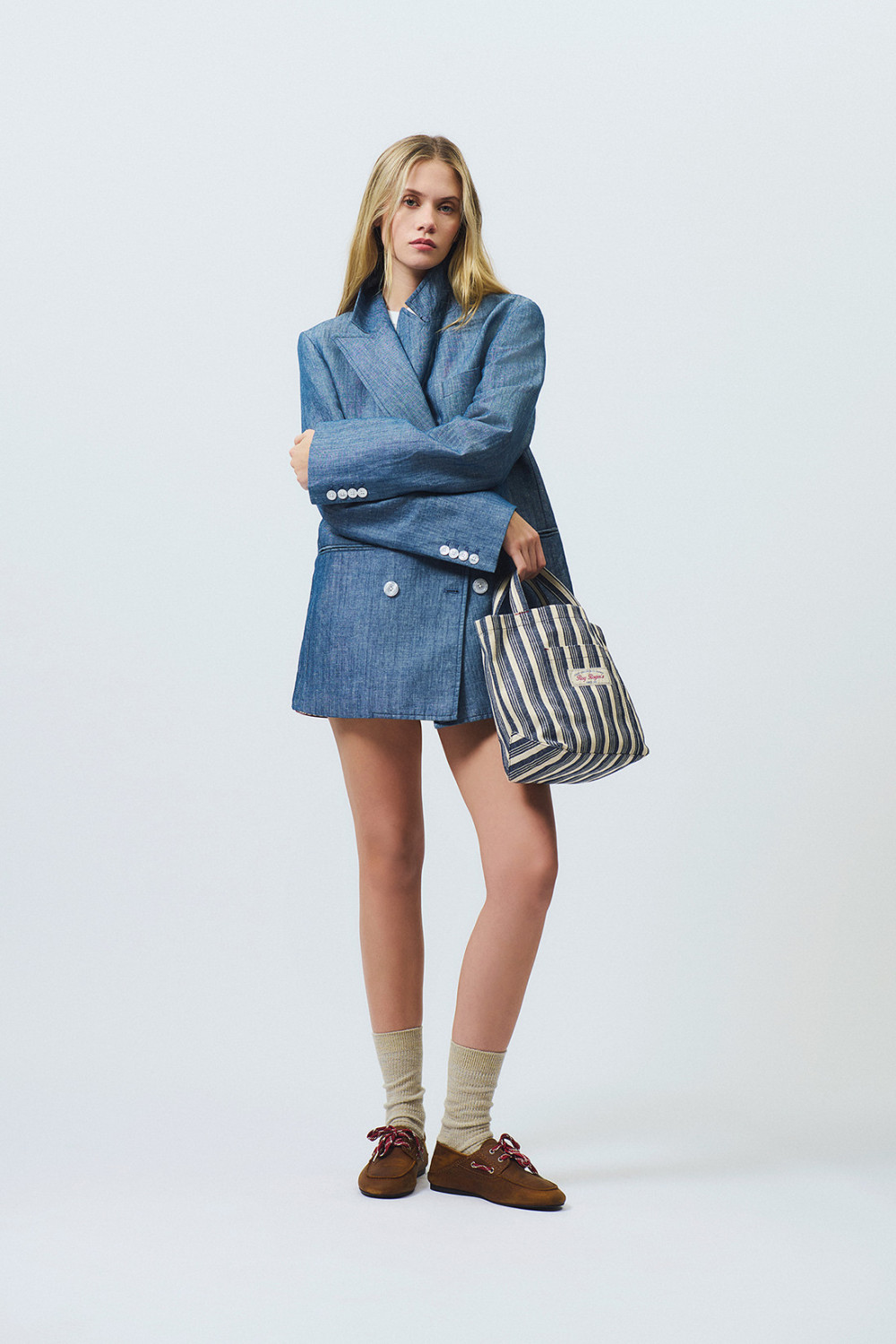 ROY ROGERS: MIGNON TOTE BAG IN STRIPED CANVAS