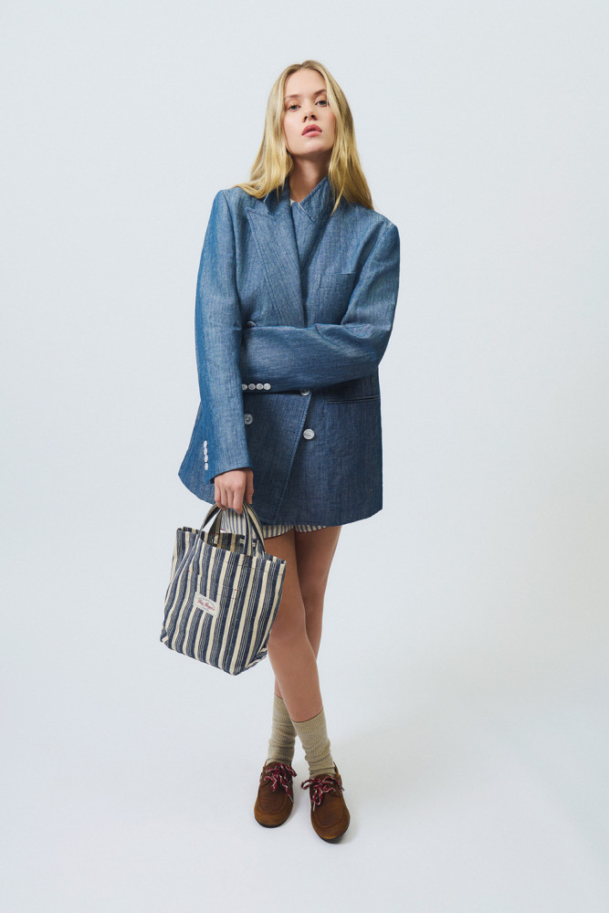 MIGNON TOTE BAG IN STRIPED CANVAS