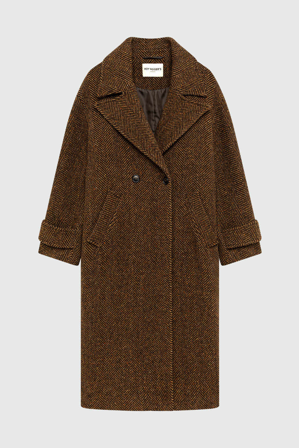 ROY ROGERS: VITTORIA TRENCH COAT IN HERRINGBONE PRINT WOOL
