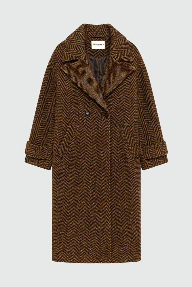 VITTORIA TRENCH COAT IN HERRINGBONE PRINT WOOL