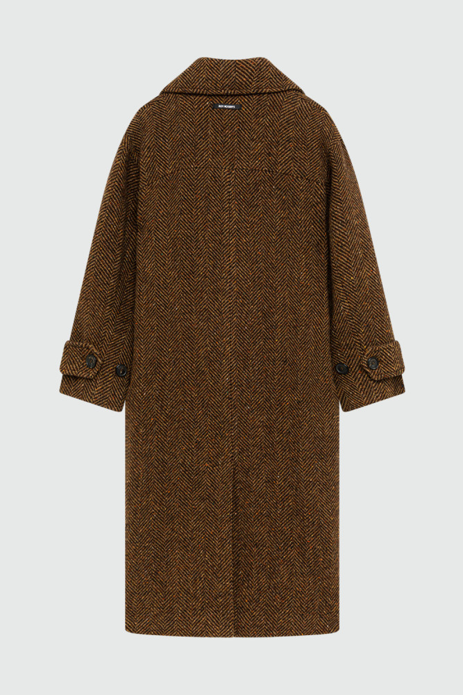 VITTORIA TRENCH COAT IN HERRINGBONE PRINT WOOL